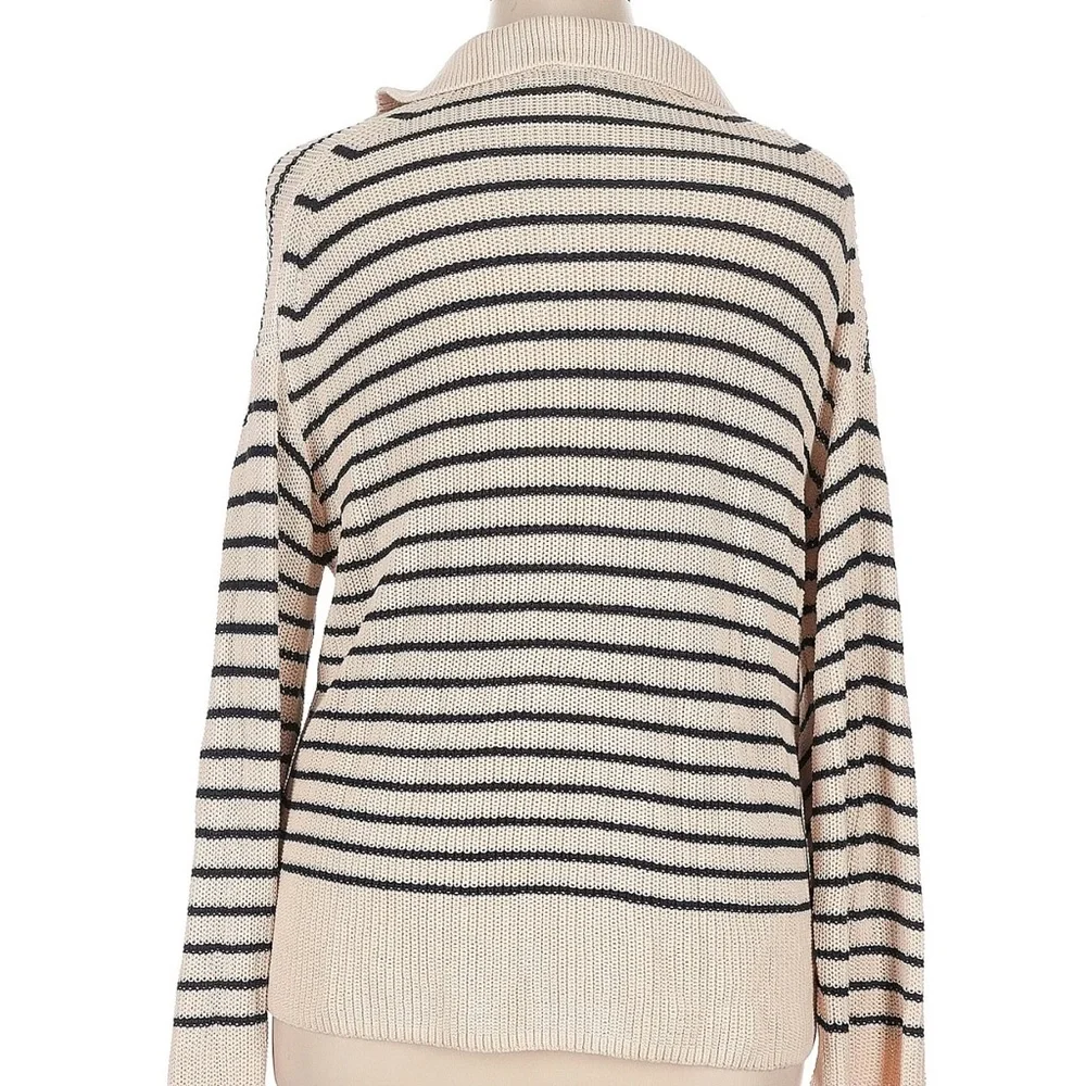 NWT J. Crew Relaxed Cotton Collared Sweater in Stripe - Size XL​ - Picture 5 of 10